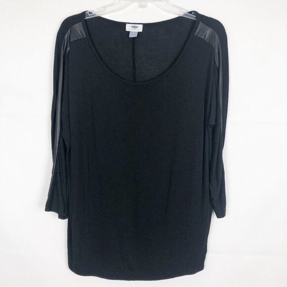 Old Navy Long Sleeve Scoop Neck Black Top Women's Size M - Picture 1 of 10